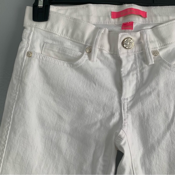 Lilly Pulitzer South Ocean Slim Crop Resort White Scalloped Jeans Sz 00 Pants - Picture 6 of 10